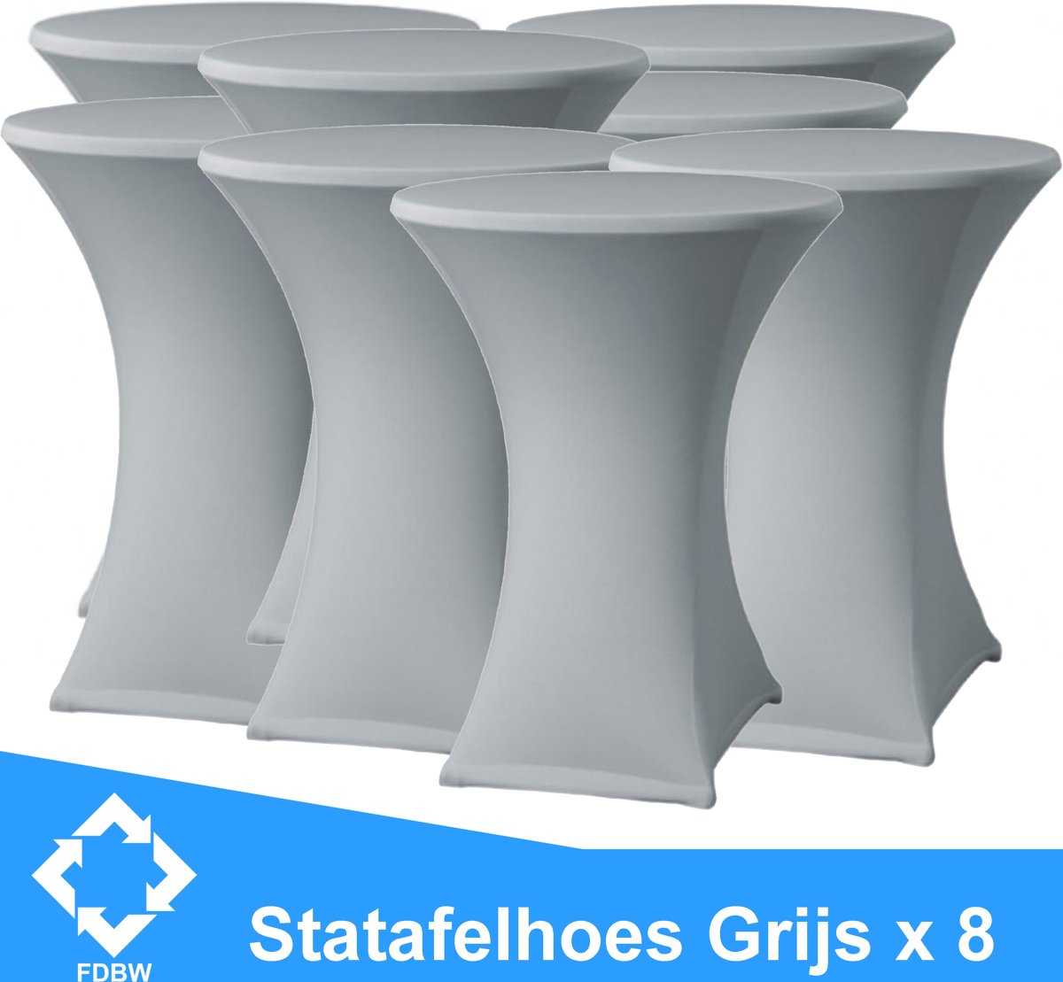 Statafelrok Luxe Grijs x 8 - Statafel Tafelrok - Statafelhoes - Stretch –  ∅80 x 110 cm – geschikt voor Horeca Evenementen | Sta Tafel Hoes | Statafel | Staantafelhoes | Cocktailparty | Trouwerij | Sta-tafel rok – 8 stuks - SET VAN 8